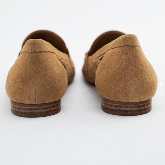 NWT Zara Woven Split Leather Flat Loafers - Picture 3 of 6